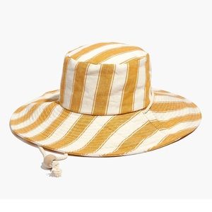 Madewell Striped Linen-Cotton Oversized Sunhat